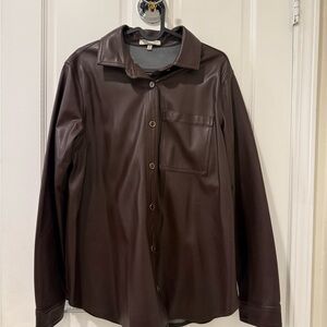 Bagatelle Chocolate Faux Leather Shirt
